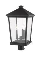 Three Light Outdoor Post Mount Fixture by Z-Lite - Beacon Collection, Black Finish - 568PHXLR-BK