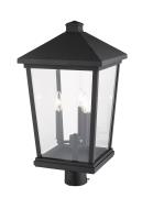Three Light Outdoor Post Mount Fixture by Z-Lite - Beacon Collection, Black Finish - 568PHXLR-BK