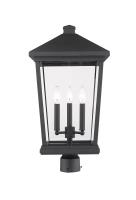 Three Light Outdoor Post Mount Fixture by Z-Lite - Beacon Collection, Black Finish - 568PHXLR-BK