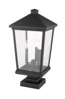 Three Light Outdoor Pier Mounted Fixture by Z-Lite - Beacon Collection, Black Finish - 568PHXLS-SQPM-BK