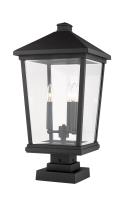 Three Light Outdoor Pier Mounted Fixture by Z-Lite - Beacon Collection, Black Finish - 568PHXLS-SQPM-BK