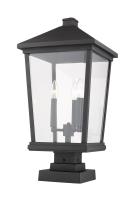 Three Light Outdoor Pier Mounted Fixture by Z-Lite - Beacon Collection, Black Finish - 568PHXLS-SQPM-BK