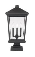 Three Light Outdoor Pier Mounted Fixture by Z-Lite - Beacon Collection, Black Finish - 568PHXLS-SQPM-BK