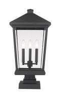 Three Light Outdoor Pier Mounted Fixture by Z-Lite - Beacon Collection, Black Finish - 568PHXLS-SQPM-BK