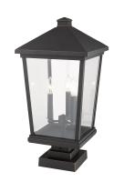 Three Light Outdoor Pier Mounted Fixture by Z-Lite - Beacon Collection, Oil Rubbed Bronze Finish - 568PHXLS-SQPM-ORB