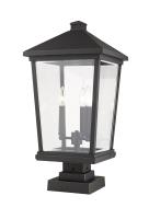 Three Light Outdoor Pier Mounted Fixture by Z-Lite - Beacon Collection, Oil Rubbed Bronze Finish - 568PHXLS-SQPM-ORB