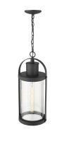One Light Outdoor Chain Mount Ceiling Fixture by Z-Lite - Roundhouse Collection, Black Finish - 569CHB-BK