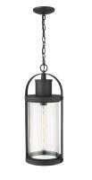One Light Outdoor Chain Mount Ceiling Fixture by Z-Lite - Roundhouse Collection, Black Finish - 569CHB-BK