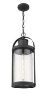 One Light Outdoor Chain Mount Ceiling Fixture by Z-Lite - Roundhouse Collection, Black Finish - 569CHB-BK
