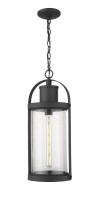 One Light Outdoor Chain Mount Ceiling Fixture by Z-Lite - Roundhouse Collection, Black Finish - 569CHB-BK