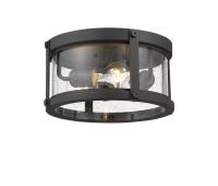 Three Light Outdoor Flush Mount by Z-Lite - Roundhouse Collection, Black Finish - 569F-BK