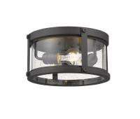 Three Light Outdoor Flush Mount by Z-Lite - Roundhouse Collection, Black Finish - 569F-BK