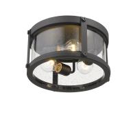 Three Light Outdoor Flush Mount by Z-Lite - Roundhouse Collection, Black Finish - 569F-BK