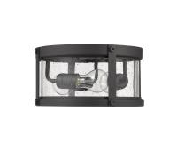 Three Light Outdoor Flush Mount by Z-Lite - Roundhouse Collection, Black Finish - 569F-BK