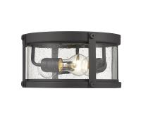 Three Light Outdoor Flush Mount by Z-Lite - Roundhouse Collection, Black Finish - 569F-BK