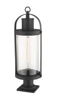 One Light Outdoor Pier Mounted Fixture by Z-Lite - Roundhouse Collection, Black Finish - 569PHB-533PM-BK