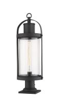 One Light Outdoor Pier Mounted Fixture by Z-Lite - Roundhouse Collection, Black Finish - 569PHB-533PM-BK