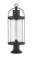 One Light Outdoor Pier Mounted Fixture by Z-Lite - Roundhouse Collection, Black Finish - 569PHB-553PM-BK