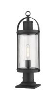 One Light Outdoor Pier Mounted Fixture by Z-Lite - Roundhouse Collection, Black Finish - 569PHM-533PM-BK