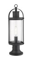 One Light Outdoor Pier Mounted Fixture by Z-Lite - Roundhouse Collection, Black Finish - 569PHM-553PM-BK