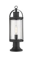 One Light Outdoor Pier Mounted Fixture by Z-Lite - Roundhouse Collection, Black Finish - 569PHM-553PM-BK