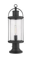 One Light Outdoor Pier Mounted Fixture by Z-Lite - Roundhouse Collection, Black Finish - 569PHM-553PM-BK