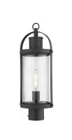 One Light Outdoor Post Mount Fixture by Z-Lite - Roundhouse Collection, Black Finish - 569PHM-BK