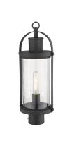 One Light Outdoor Post Mount Fixture by Z-Lite - Roundhouse Collection, Black Finish - 569PHM-BK