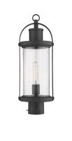 One Light Outdoor Post Mount Fixture by Z-Lite - Roundhouse Collection, Black Finish - 569PHM-BK