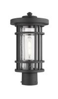 One Light Outdoor Post Mount Fixture by Z-Lite - Jordan Collection, Black Finish - 570PHM-BK