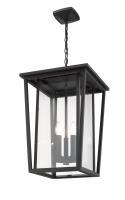 Three Light Outdoor Chain Mount Ceiling Fixture by Z-Lite - Seoul Collection, Black Finish - 571CHXL-BK