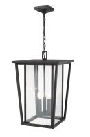 Three Light Outdoor Chain Mount Ceiling Fixture by Z-Lite - Seoul Collection, Black Finish - 571CHXL-BK