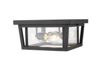 Three Light Outdoor Flush Mount by Z-Lite - Seoul Collection, Black Finish - 571F-BK