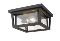 Three Light Outdoor Flush Mount by Z-Lite - Seoul Collection, Black Finish - 571F-BK