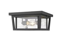 Three Light Outdoor Flush Mount by Z-Lite - Seoul Collection, Black Finish - 571F-BK