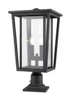 Two Light Outdoor Pier Mounted Fixture by Z-Lite - Seoul Collection, Black Finish - 571PHBR-533PM-BK