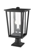 Two Light Outdoor Pier Mounted Fixture by Z-Lite - Seoul Collection, Black Finish - 571PHBR-533PM-BK