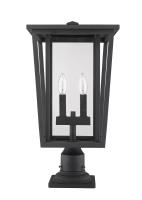 Two Light Outdoor Pier Mounted Fixture by Z-Lite - Seoul Collection, Black Finish - 571PHBR-533PM-BK