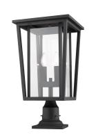 Two Light Outdoor Pier Mounted Fixture by Z-Lite - Seoul Collection, Black Finish - 571PHBR-533PM-BK