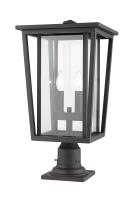 Two Light Outdoor Pier Mounted Fixture by Z-Lite - Seoul Collection, Oil Rubbed Bronze Finish - 571PHBR-533PM-ORB