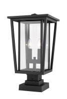 Two Light Outdoor Pier Mounted Fixture by Z-Lite - Seoul Collection, Black Finish - 571PHBS-SQPM-BK
