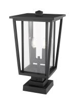 Two Light Outdoor Pier Mounted Fixture by Z-Lite - Seoul Collection, Black Finish - 571PHBS-SQPM-BK