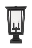 Two Light Outdoor Pier Mounted Fixture by Z-Lite - Seoul Collection, Black Finish - 571PHBS-SQPM-BK