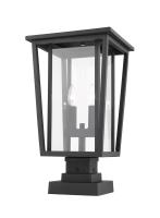Two Light Outdoor Pier Mounted Fixture by Z-Lite - Seoul Collection, Black Finish - 571PHBS-SQPM-BK