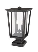 Two Light Outdoor Pier Mounted Fixture by Z-Lite - Seoul Collection, Oil Rubbed Bronze Finish - 571PHBS-SQPM-ORB