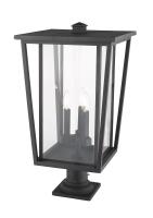 Three Light Outdoor Pier Mounted Fixture by Z-Lite - Seoul Collection, Black Finish - 571PHXLR-533PM-BK