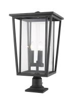 Three Light Outdoor Pier Mounted Fixture by Z-Lite - Seoul Collection, Black Finish - 571PHXLR-533PM-BK