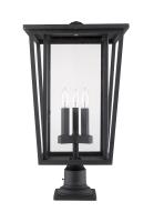 Three Light Outdoor Pier Mounted Fixture by Z-Lite - Seoul Collection, Black Finish - 571PHXLR-533PM-BK