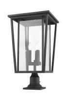 Three Light Outdoor Pier Mounted Fixture by Z-Lite - Seoul Collection, Black Finish - 571PHXLR-533PM-BK