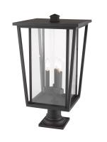 Three Light Outdoor Pier Mounted Fixture by Z-Lite - Seoul Collection, Oil Rubbed Bronze Finish - 571PHXLR-533PM-ORB